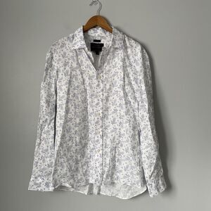 Joseph A. Bank Reserve 100% Linen Button Down Top Collared Shirt Paisley Men's L